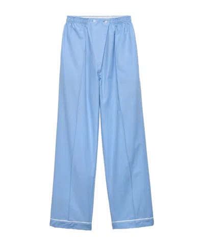Prada Pleated Casual Pants In Light Blue