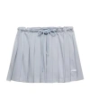 Prada Pleated Pique Drawstring Mini Skirt In Interstellar Blue