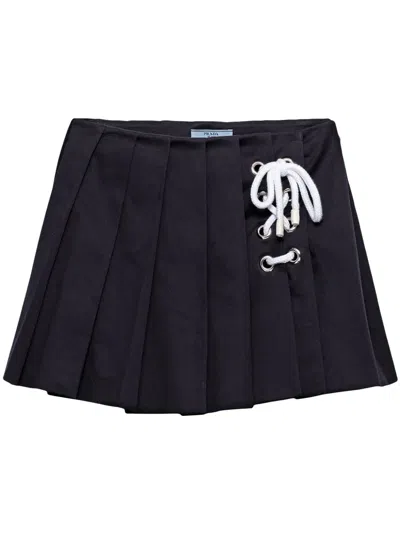 PRADA PLEATED DRILL MINI SKIRT