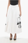 Prada Pleated Flared Maxi Skirt With Contrasting Prints Grösse S In White