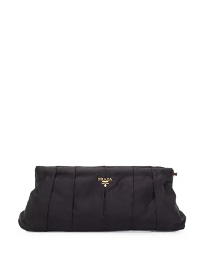 Pre-owned Prada Pleated Frame Clutch Bag In Black