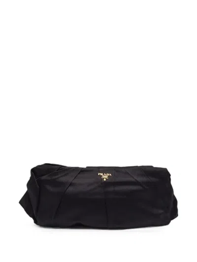 Pre-owned Prada Pleated Frame Clutch Bag In Black