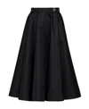 Prada Belted Nylon Gabardine A-line Midi Skirt In Black