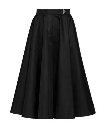 Prada Re-nylon Pleated Skirt In Black