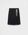 Prada Pleated Midi Skirt In Navy
