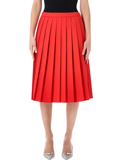 Prada Pleated Gabardine Midi-skirt In Red