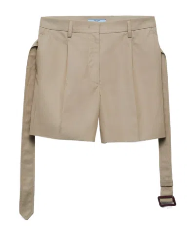 PRADA PRADA BELTED GABARDINE SHORTS