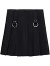 Prada Flared Pleated Skirt With Front Rings And Classic Finish In 蓝色