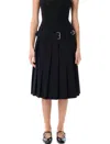 Prada Pleated Gabardine Skirt In Blue
