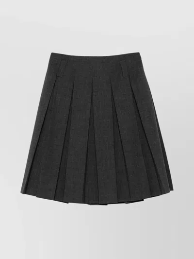 Prada Pleated High Waist Midi Skirt In Black
