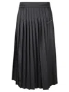 Prada Pleated Midi Skirt In Black