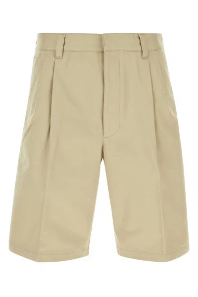 Prada Pleated Knee-length Shorts In Corda