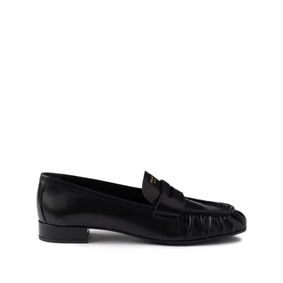 Prada Leather Loafers In Black