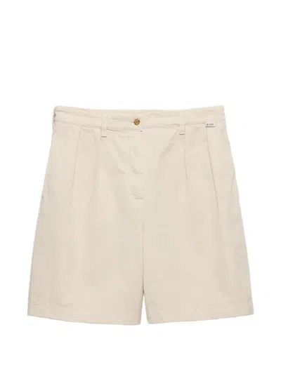 Prada Pleated Logo-patch Shorts In Multi