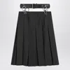 Prada Pleated Matting Skirt With Belt In Black