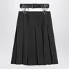 Prada Pleated Matting Skirt With Belt In Black