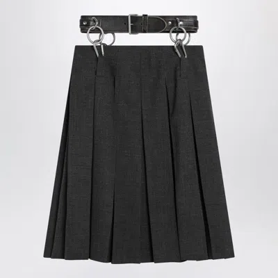 PRADA PRADA  PLEATED MATTING SKIRT WITH BELT