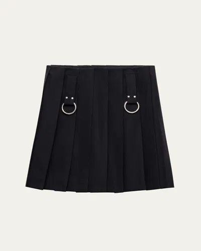 PRADA PLEATED METAL RING MINI WOOL SKIRT