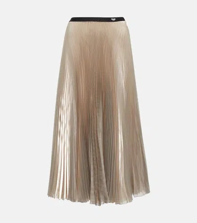Prada Pleated Metallic Voile Midi Skirt In Gold