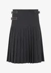 Prada Dark Grey Pleated Skirt In Black