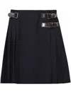 Prada Womens Blue Pleated Buckle-detail Mohair Wool-blend Midi Skirt In Blue
