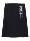 Prada Womens Blue Pleated Lace-up Stretch-cotton Midi Skirt In Blue
