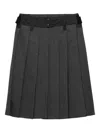 Prada Pleated Midi Skirt In Gray