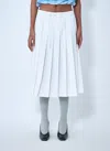 Prada Drawstring Pleated Midi Skirt In White