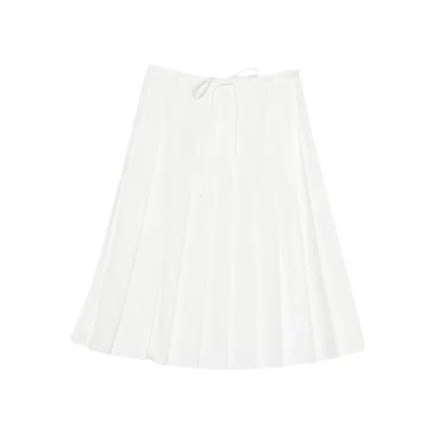 Prada Pleated Midi Skirt In White