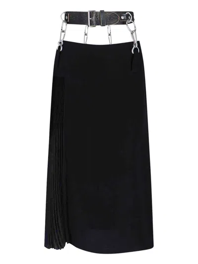 Prada Pleated Cady Crepe Skirt In Black