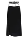 Prada Belt-detailed Pleated Crepe-cady Midi Skirt In Black
