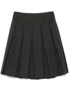 Prada Slate Grey Wool Pleated Skirt With Belt In Grey