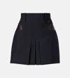 Prada Pleated Mohair And Wool Miniskirt In Black