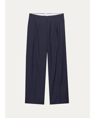 Prada Pleated Mohair-wool Pants In Blue