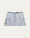Prada Pleated Pique Drawstring Mini Skirt In Astro