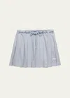 Prada Pleated Pique Drawstring Mini Skirt In F0m10 Astro