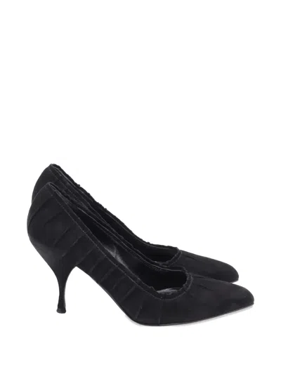 Pre-owned Prada Pleated Pointed-toe Pumps In Black