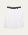 Prada Pleated Poplin And Rush Stitch Midi Skirt In White