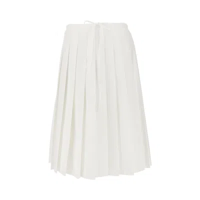 PRADA PLEATED POPLIN MIDI SKIRT