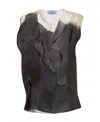 Prada Creased-detail Sleeveless Blouse In Gray