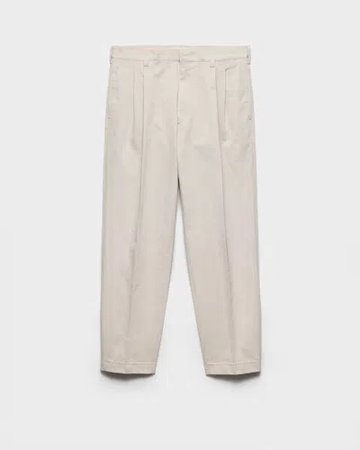 Prada Pleated Relaxed Fit Trousers In Neutral