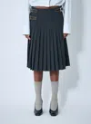 Prada Pleated Rush Stitch Skirt With Belt In Gray