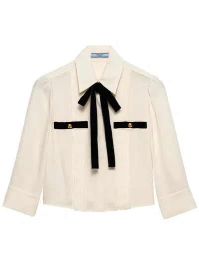 PRADA PLEATED SABLÉ BLOUSE