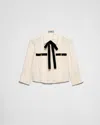 Prada Pleated Bow Cropped Blouse In Elfenbein