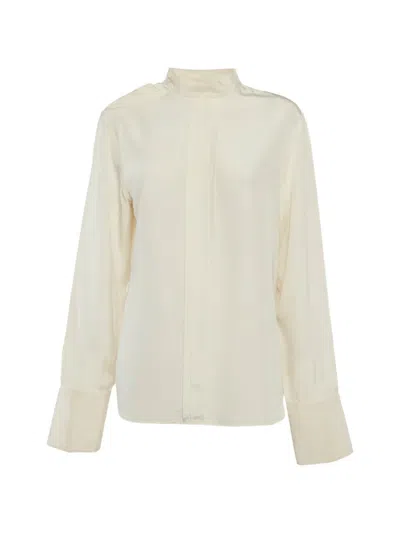 Pre-owned Prada Pleated Satin Blouse In Neutral