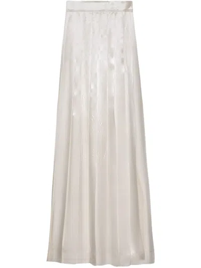 PRADA PLEATED SATIN MAXI SKIRT