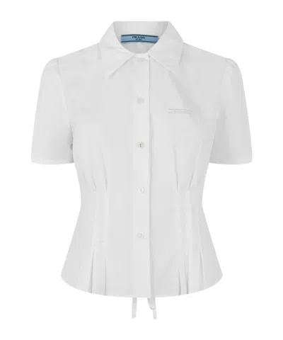 Prada Pleated Shirt In White