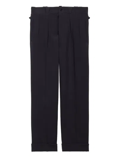 Prada Pleated Side-buckle Trousers In Black