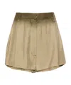 Prada Neutral High-waist Silk Mini Shorts - Women's - Calf Leather/silk In Brown