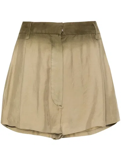 Prada Sage Green Silk Shorts In Multi